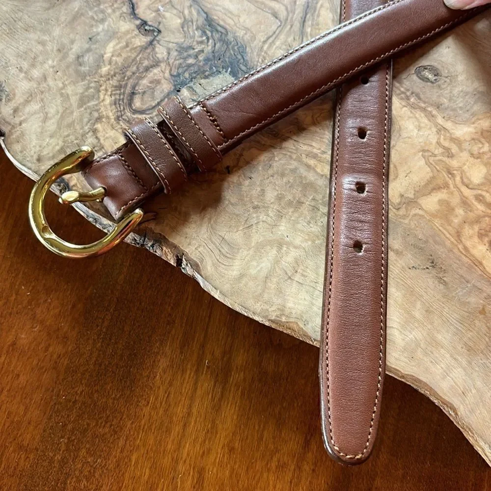 Land's End Leather Belt with Brass Buckle - Size 30